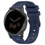 Per Garmin Watch 22mm Vertical Pattern Black Buckle Silicone Watch Band (Blu notte)