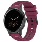 Per Garmin Watch 22mm Vertical Pattern Black Buckle Silicone Watch Band (rosso vino)