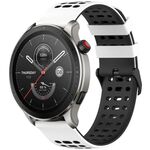 Per Amazfit Watch 22mm Tre File Foro Due Colori Cinturino in Silicone per Orologio (Bianco+Nero)