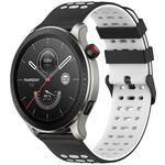 Per Amazfit Watch 22mm Tre File Foro Due Colori Cinturino in Silicone per Orologio (Nero+Bianco)