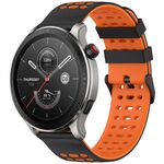 Per Amazfit Watch 22mm Tre File Foro Due Colori Cinturino in Silicone per Orologio (Nero+Arancione)