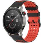Per Amazfit Watch 22mm Tre File Foro Due Colori Cinturino in Silicone per Orologio (Nero+Rosso)