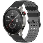 Per Amazfit Watch 22mm Tre File Foro Due Colori Cinturino in Silicone per Orologio (Nero+Grigio)