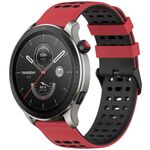 Per Amazfit Watch 22mm Tre File Foro Due Colori Cinturino in Silicone per Orologio (Rosso+Nero)