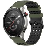 Per Amazfit Watch 22mm Tre File Fori Due Colori Cinturino in Silicone per Orologio (Verde Militare + Nero)