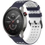 Per Amazfit Watch 22mm Tre File Fori Due Colori Cinturino in Silicone per Orologio (Blu Notte + Bianco)