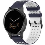 Per Garmin Watch 22mm Tre file fori Due colori cinturino in silicone (blu notte + bianco)