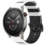 Per Amazfit Watch 22mm Hollow Three Rows Hole Two Color Silicone Watch Band (Bianco+Nero)