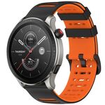 Per Amazfit Watch 22mm Hollow Three Rows Hole Two Color Silicone Watch Band (Nero+Arancione)