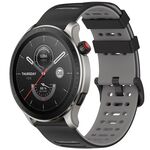 Per Amazfit Watch 22mm Hollow Three Rows Hole Two Color Silicone Watch Band (Nero+Grigio)