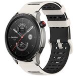 Per Amazfit Watch 22mm Hollow Three Rows Hole Two Color Silicone Watch Band (Starlight+Nero)