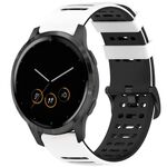 Per Garmin Watch 22mm Hollow Three Rows Hole Two Color Silicone Watch Band (Bianco+Nero)