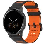 Per Garmin Watch 22mm Hollow Three Rows Hole Two Color Silicone Watch Band (Nero+Arancione)