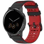 Per Garmin Watch 22mm Hollow Three Rows Hole Two Color Silicone Watch Band (Nero+Rosso)
