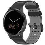 Per Garmin Watch 22mm Hollow Three Rows Hole Two Color Silicone Watch Band (Nero+Grigio)