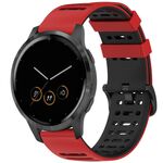 Per Garmin Watch 22mm Hollow Three Rows Hole Two Color Silicone Watch Band (Rosso+Nero)