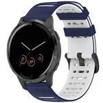 Per Garmin Watch 22mm Hollow Three Rows Hole Two Color Silicone Watch Band (Blu notte + Bianco)