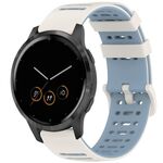 Per Garmin Watch 22mm Hollow Three Rows Hole Two Color Silicone Watch Band (Starlight+Blue)