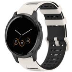Per Garmin Watch 22mm Hollow Three Rows Hole Two Color Silicone Watch Band (Starlight+Nero)