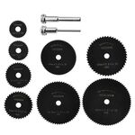 10 pezzi/set lama da taglio in acciaio rapido multi-dimensione per taglio di legno PVC smerigliatrice elettrica lama per sega con asta da 3,17 mm + 6 mm, colore: nero