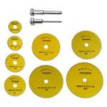 10 pezzi/set lama da taglio in acciaio rapido multi-dimensione per taglio di legno PVC smerigliatrice elettrica lama per sega con asta da 3,17 mm + 6 mm, colore: oro