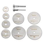 10 pezzi/set lama da taglio in acciaio ad alta velocità multi-dimensione taglio legno PVC smerigliatrice elettrica lama per sega strumento con 3,17 mm + 6 mm palo, colore: argento
