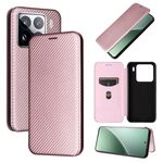 Per Xiaomi 15 Pro Custodia in pelle con texture in fibra di carbonio (rosa)