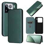 Per Xiaomi 15 Pro Custodia in pelle con texture in fibra di carbonio (verde)