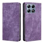 Per Xiaomi 14T Pro 5G RFID Antifurto Spazzola Magnetico Custodia in Pelle per Telefono (Viola)