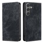 Per Samsung Galaxy S25 5G RFID Antifurto Spazzola Magnetico Custodia in Pelle per Telefono (Nero)