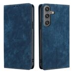 Per Samsung Galaxy S25 5G RFID Antifurto Spazzola Magnetico Custodia in Pelle per Telefono (Blu)