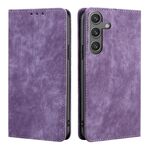 Per Samsung Galaxy S25 5G RFID Antifurto Spazzola Magnetico Custodia in Pelle per Telefono (Viola)