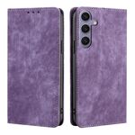 Per Samsung Galaxy S25+ 5G RFID Antifurto Spazzola Magnetico Custodia in Pelle per Telefono (Viola)
