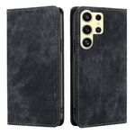Per Samsung Galaxy S25 Ultra 5G RFID Antifurto Spazzola Magnetico Custodia in Pelle per Telefono (Nero)