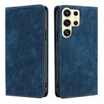 Per Samsung Galaxy S25 Ultra 5G RFID Antifurto Spazzola Magnetico Custodia in Pelle per Telefono (Blu)