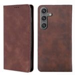 Per Samsung Galaxy S25 5G Custodia magnetica in pelle Skin Feel (marrone scuro)