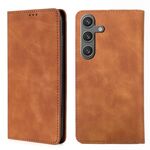 Per Samsung Galaxy S25 5G Custodia magnetica in pelle Skin Feel (marrone chiaro)