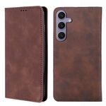 Per Samsung Galaxy S25+ 5G Custodia magnetica in pelle con effetto pelle (marrone scuro)