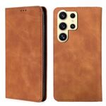 Per Samsung Galaxy S25 Ultra 5G Custodia magnetica in pelle con effetto pelle (marrone chiaro)