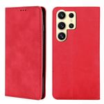Per Samsung Galaxy S25 Ultra 5G Custodia magnetica in pelle con effetto pelle (rossa)