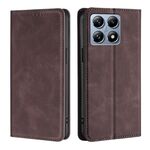 Per Xiaomi 14T Pro 5G Custodia in pelle magnetica Skin Feel (marrone scuro)