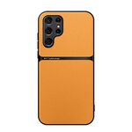 Per Samsung Galaxy S22 Ultra 5G Custodia per telefono antiurto magnetica in pelle Litchi con copertura completa (giallo)