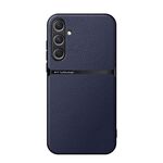 Per Samsung Galaxy S24+ 5G Custodia per telefono antiurto magnetica in pelle Litchi a copertura totale (blu navy)