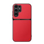 Per Samsung Galaxy S25 Ultra 5G Custodia per telefono antiurto magnetica in pelle Litchi a copertura totale (rossa)