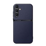 Per Samsung Galaxy S25+ 5G Custodia per telefono antiurto magnetica in pelle Litchi a copertura totale (blu navy)