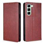 Per Infinix Hot 50 4G Gloss Oil Solid Color Magnetic Leather Phone Case (Marrone)