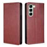 Per Infinix Hot 50 5G Gloss Oil Solid Color Magnetic Leather Phone Case (Marrone)