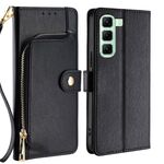 Per Infinix Hot 50 5G Custodia in pelle con cerniera (nero)