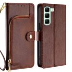 Per Infinix Hot 50 5G Custodia in pelle con cerniera (marrone)