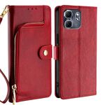 Per Infinix Hot 50i 4G Custodia in pelle con cerniera (rosso)